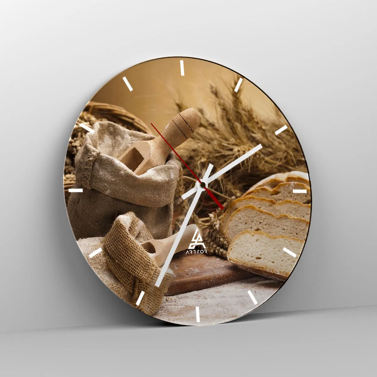 Orologio da parete, Orologio in Vetro Arttor 30x30 cm - Tagliato dal  coltello - Gastronomia, Pane, Pane, Cereale, Cucina, Cerchio, Quadrante con