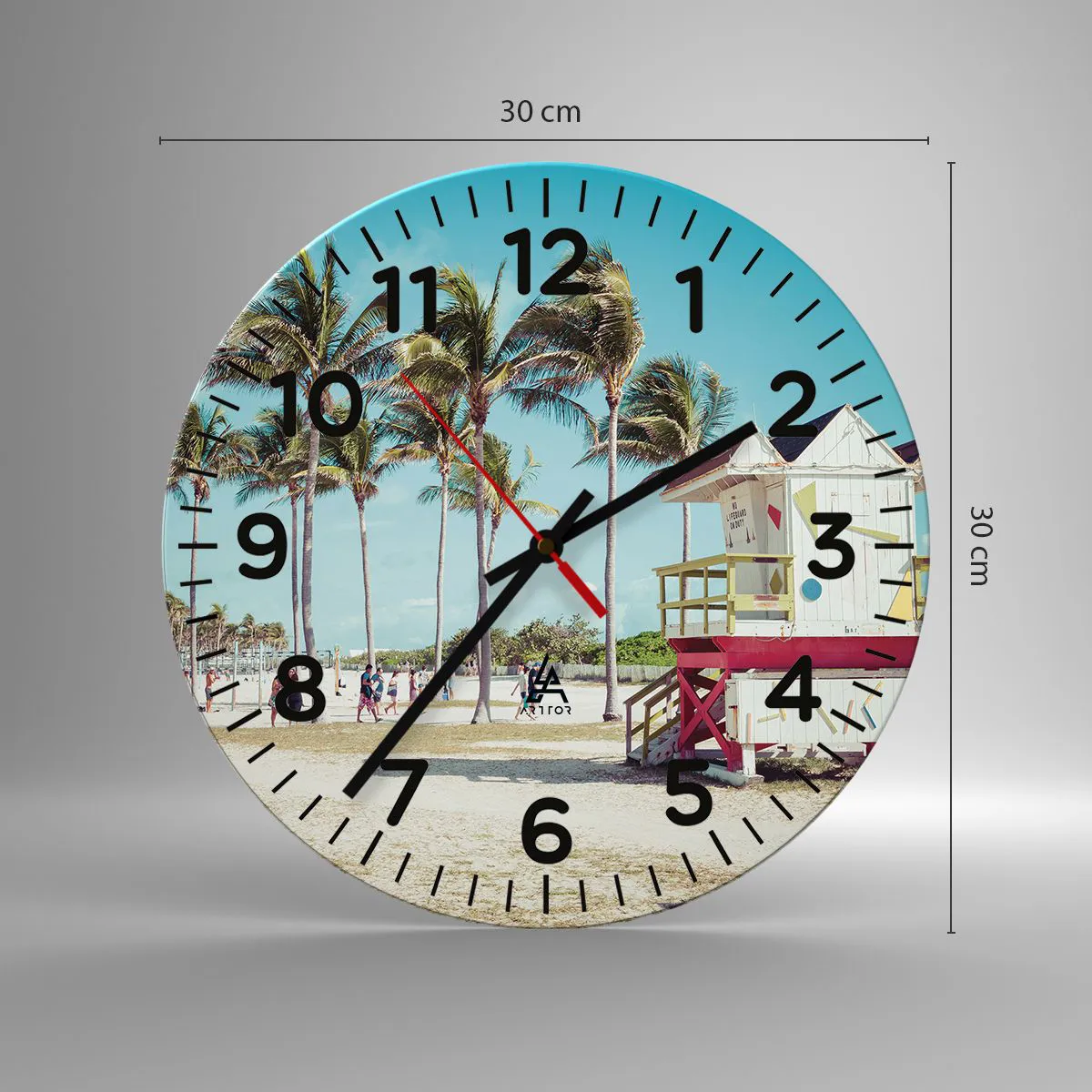 Orologio da parete Arttor - Ti aspetta una bella giornata - Quadrante con  numeri, Forma: Cerchio - 30x30 cm - Paesaggio, Spiaggia, Florida