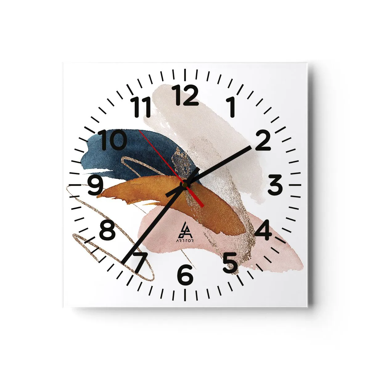Orologio da parete Arttor - Composizione alata - Quadrante con numeri, Forma:  Quadrato - 40x40 cm - Astrazione, Arte, Disegno