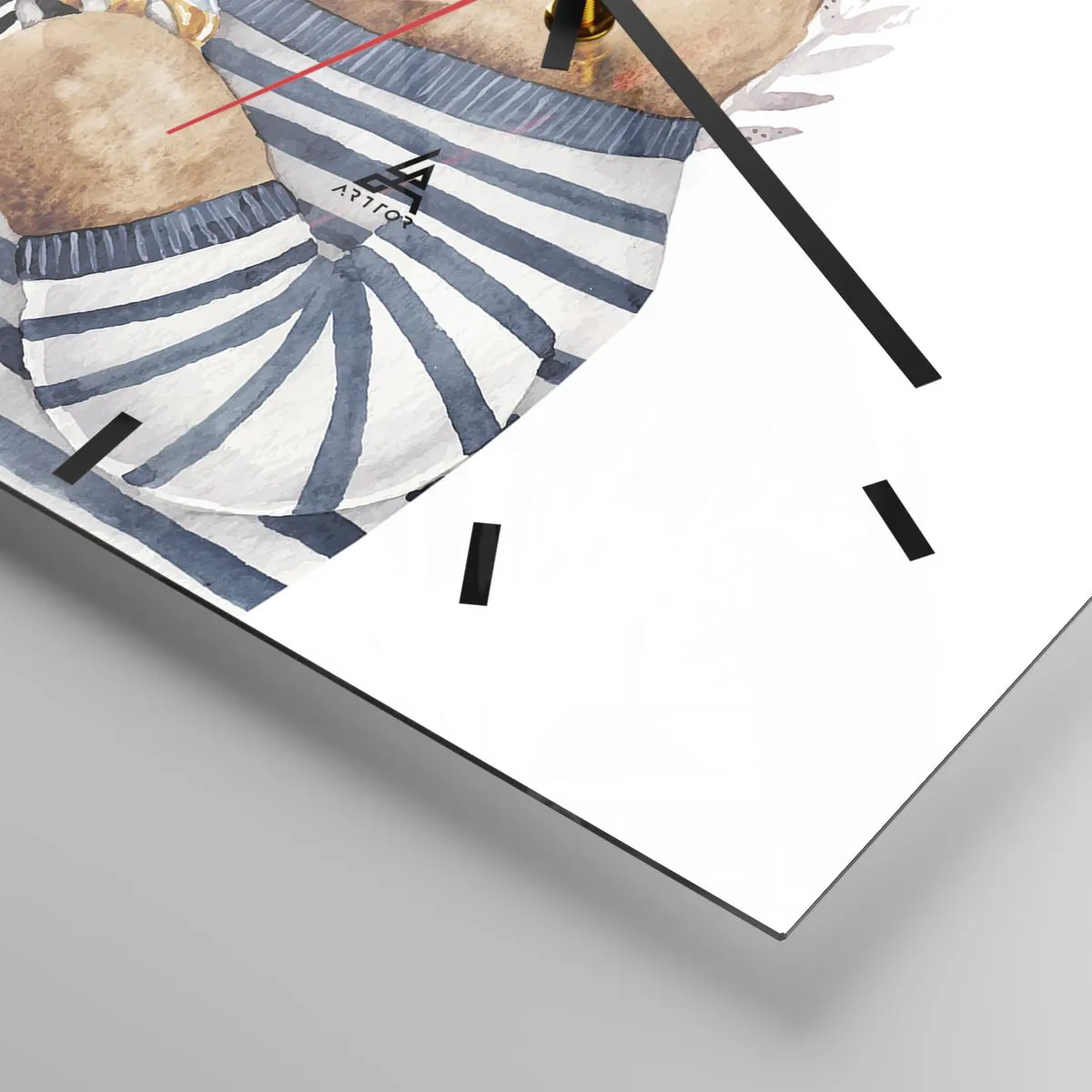 Orologio da parete Arttor - Dolce orsetto - Quadrante con trattini, Forma:  Quadrato - 40x40 cm - Astrazione, Per Bambini, Orso
