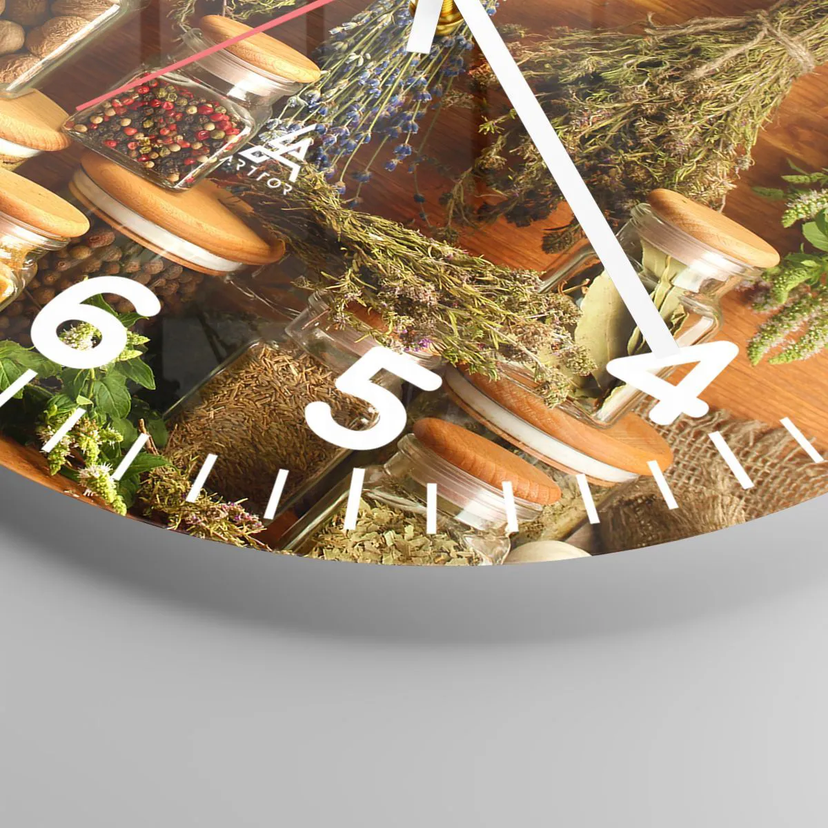 Orologio da parete Arttor - Magie di cucina - Quadrante con numeri, Forma:  Cerchio - 40x40 cm - Gastronomia, Erbe Secche, Spezie