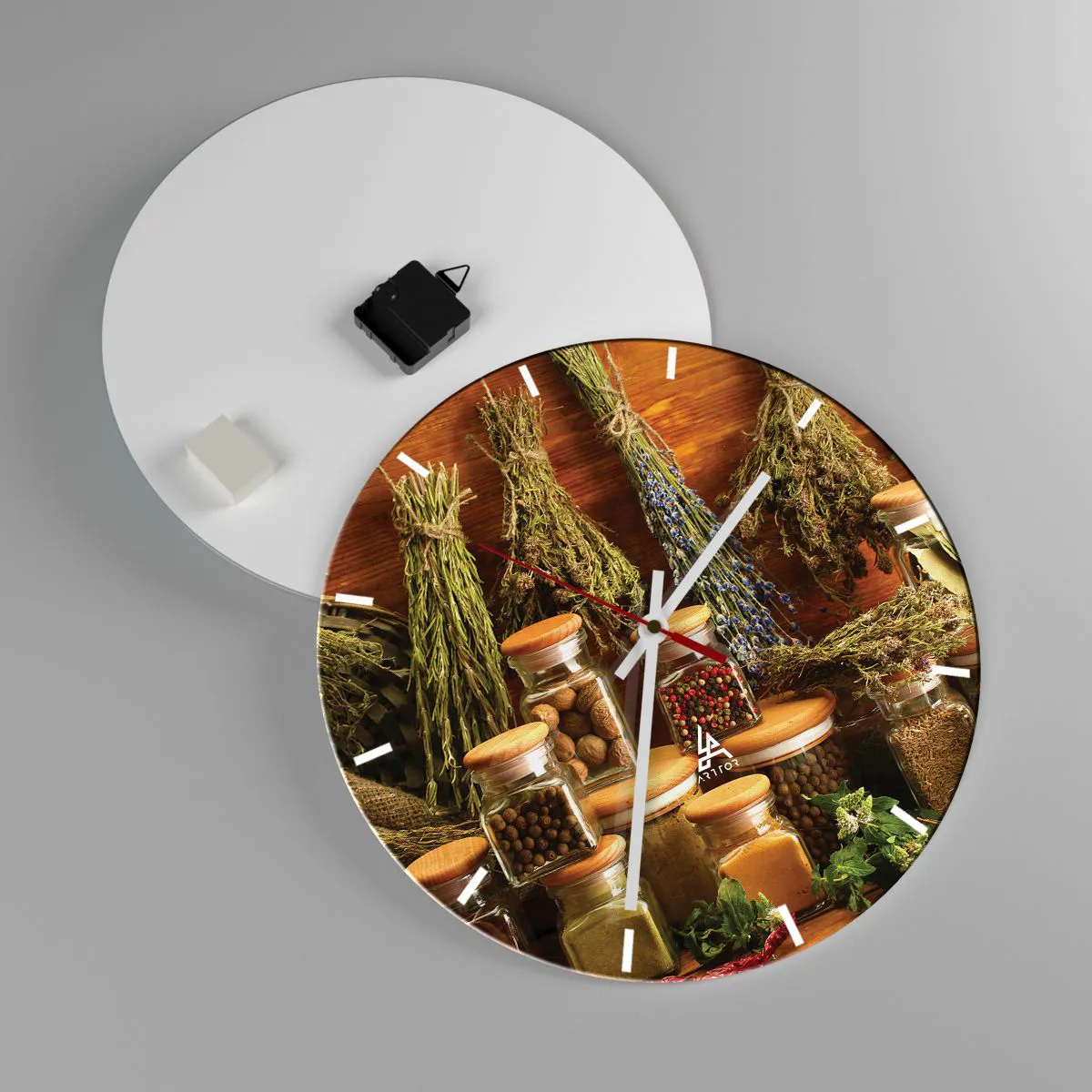 Orologio da parete Arttor - Avventura norvegese in cucina - Quadrante con  trattini, Forma: Quadrato - 40x40 cm - Gastronomia, Salmone, Spezie