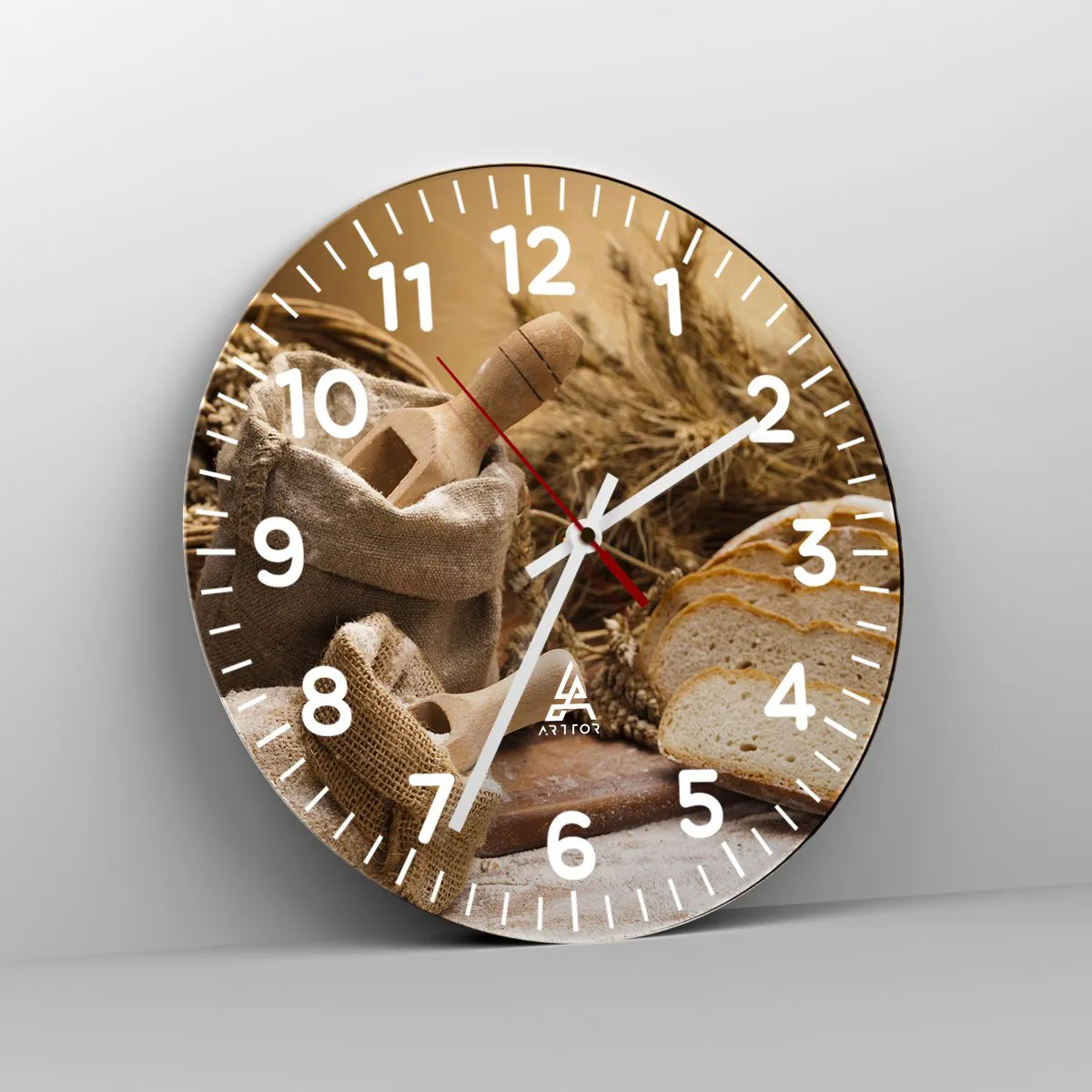 Orologio da parete Arttor - Tagliato dal coltello - Quadrante con numeri,  Forma: Cerchio - 40x40 cm - Gastronomia, Pane, Pane
