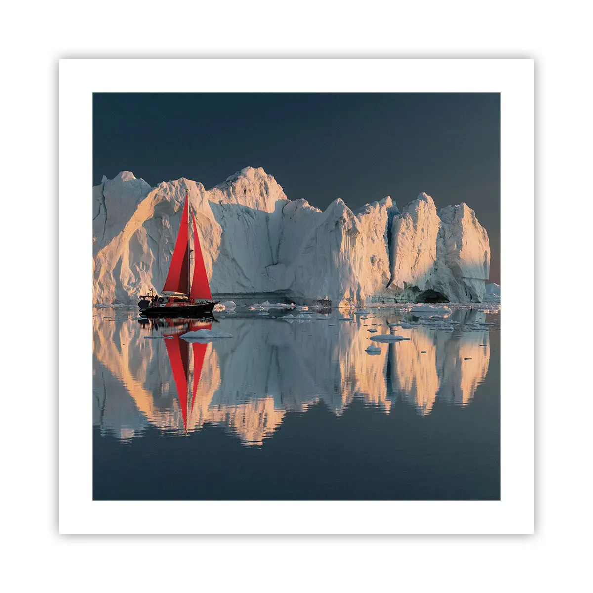 Poster Arttor 50x50 cm - Ai confini del mondo - Ghiacciaio, Paesaggio,  Groenlandia, Barca A Vela, Natura, Per il Salotto, Per la Camera da letto