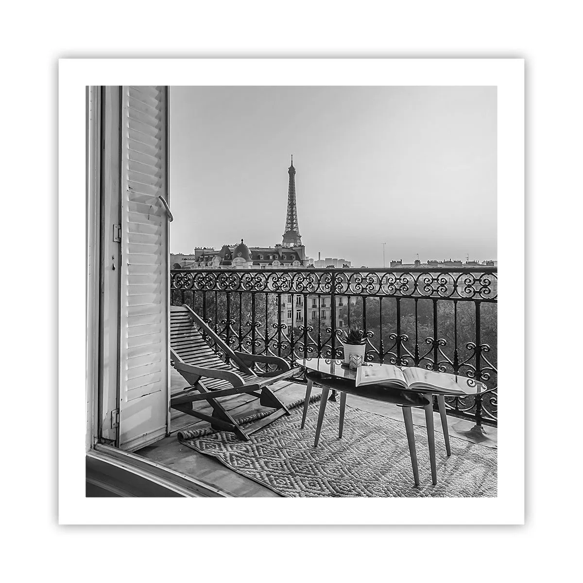 Poster Arttor 60x60 cm - Pomeriggio parigino - Città, Parigi, Architettura,  Torre Eiffel, Bianco E Nero, Per il Salotto, Per la Camera da letto