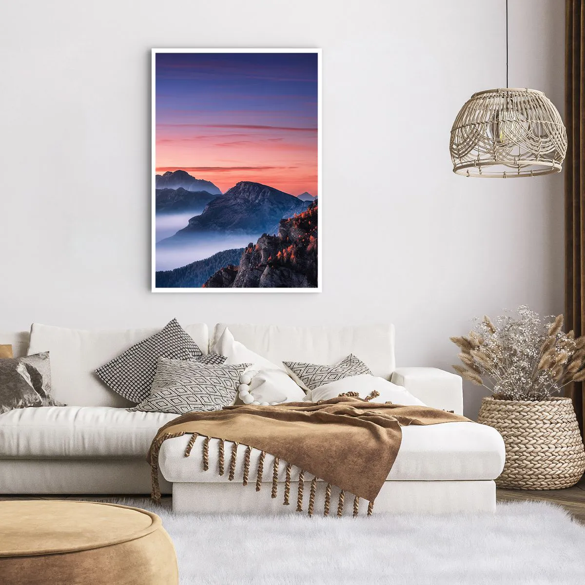 Poster Arttor 40x50 cm - Sopra le valli - Paesaggio, Montagne, Natura, Il  Tramonto, Nebbia, Per il Salotto, Per la Camera da letto, Bianco, Nero