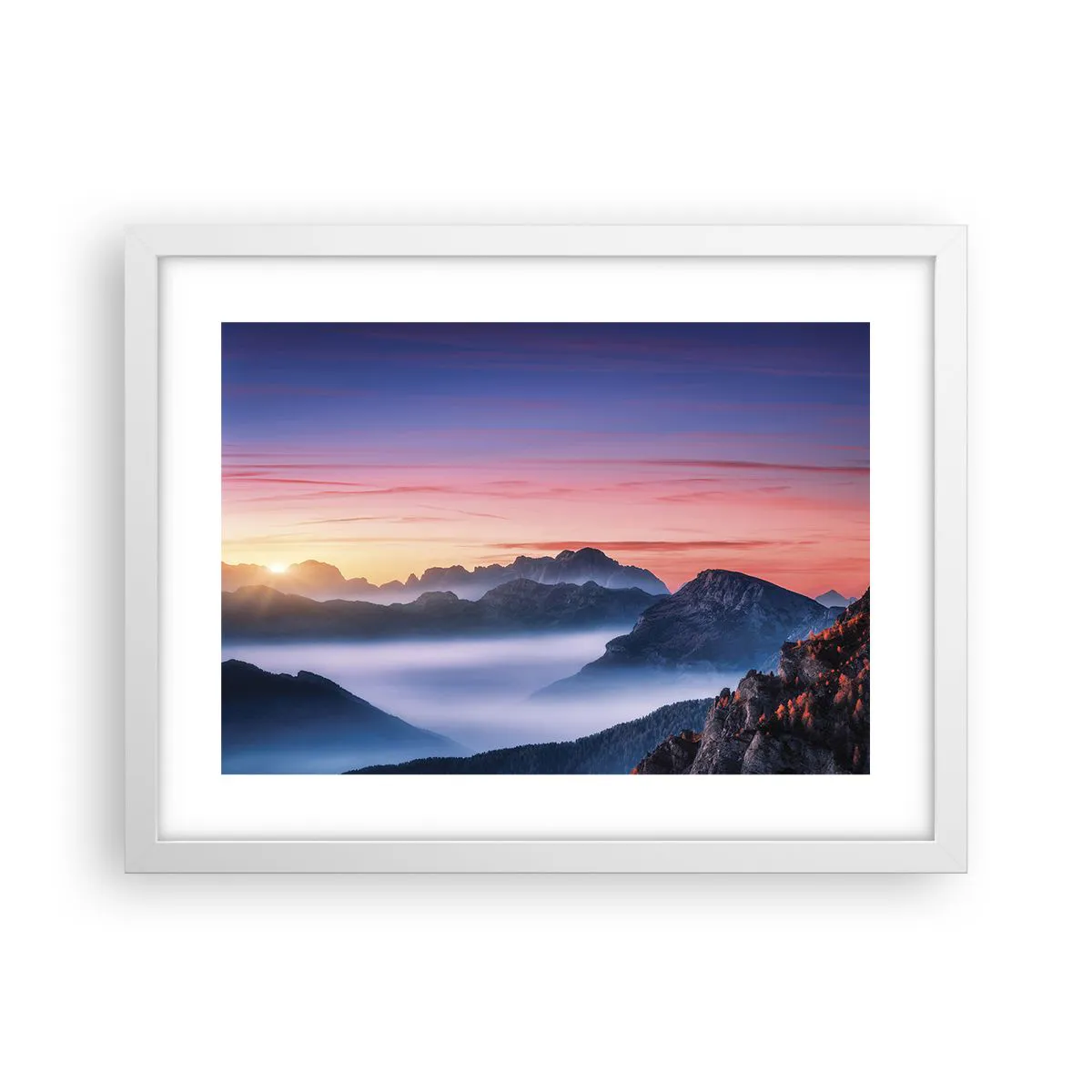Poster Arttor 40x50 cm - Sopra le valli - Paesaggio, Montagne, Natura, Il  Tramonto, Nebbia, Per il Salotto, Per la Camera da letto, Bianco, Nero