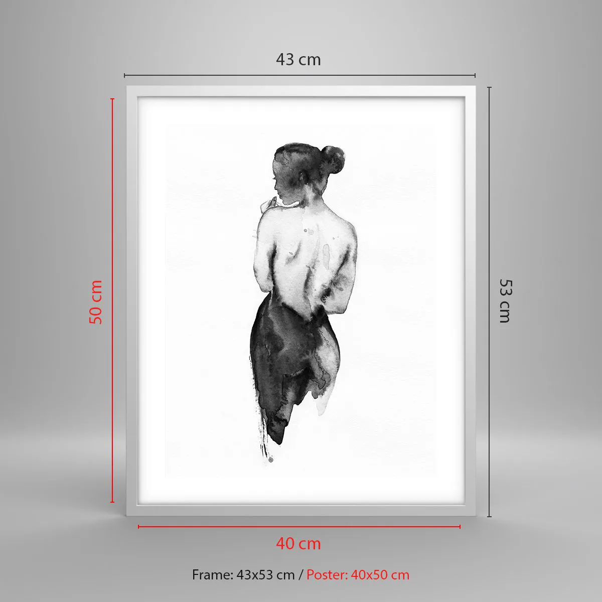 Poster in cornice bianca Arttor 40x50 cm - Accanto a lei il mondo scompare  - Donna, Il Corpo Della Donna, Grafica, Arte, Bianco E Nero, Per il