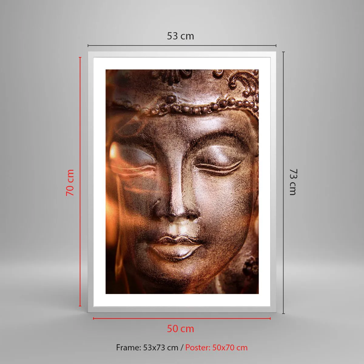 Poster in cornice bianca Arttor 50x70 cm - Esiste solo qui e ora - Buddha,  Religione, Asia, Cultura, Statua, Per il Salotto, Per la Camera da letto