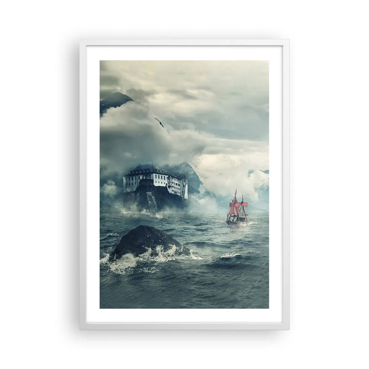 Poster in cornice bianca 50x70 cm - Sulle acque magiche - Arttor