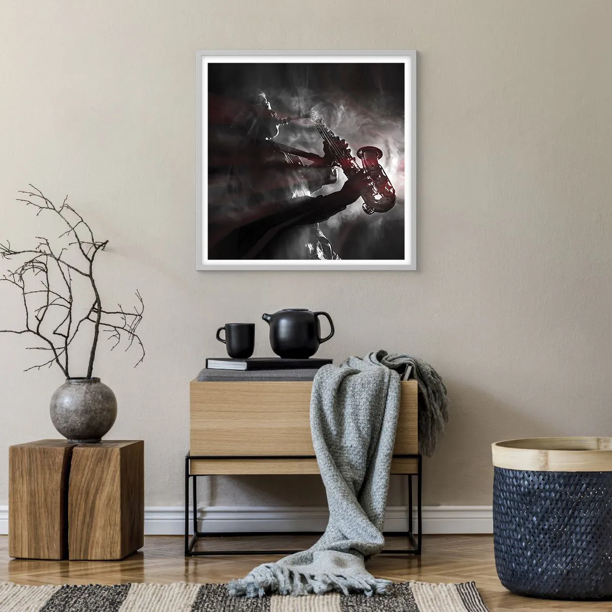Poster in cornice bianca 60x60 cm - Nei fumi del jazz - Arttor -  Decorazioni da parete moderne e originali, per il salotto e la camera da  letto