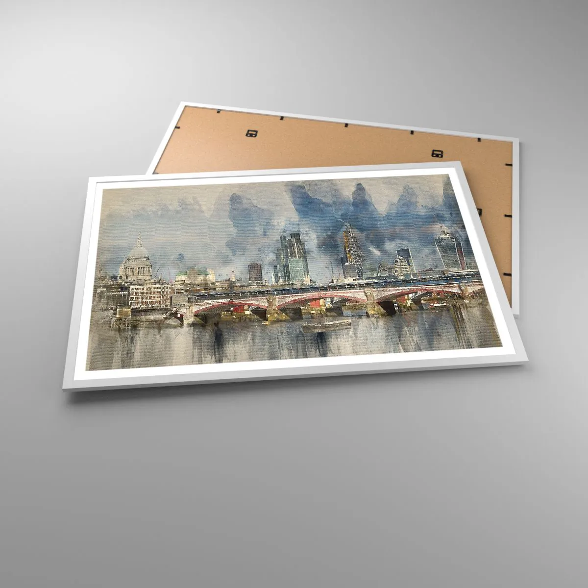 Poster in cornice bianca Arttor 91x61 cm - Londra in tutta la sua bellezza  - Città, Londra, Architettura, Ponte, La Pittura, Per il Salotto, Per la