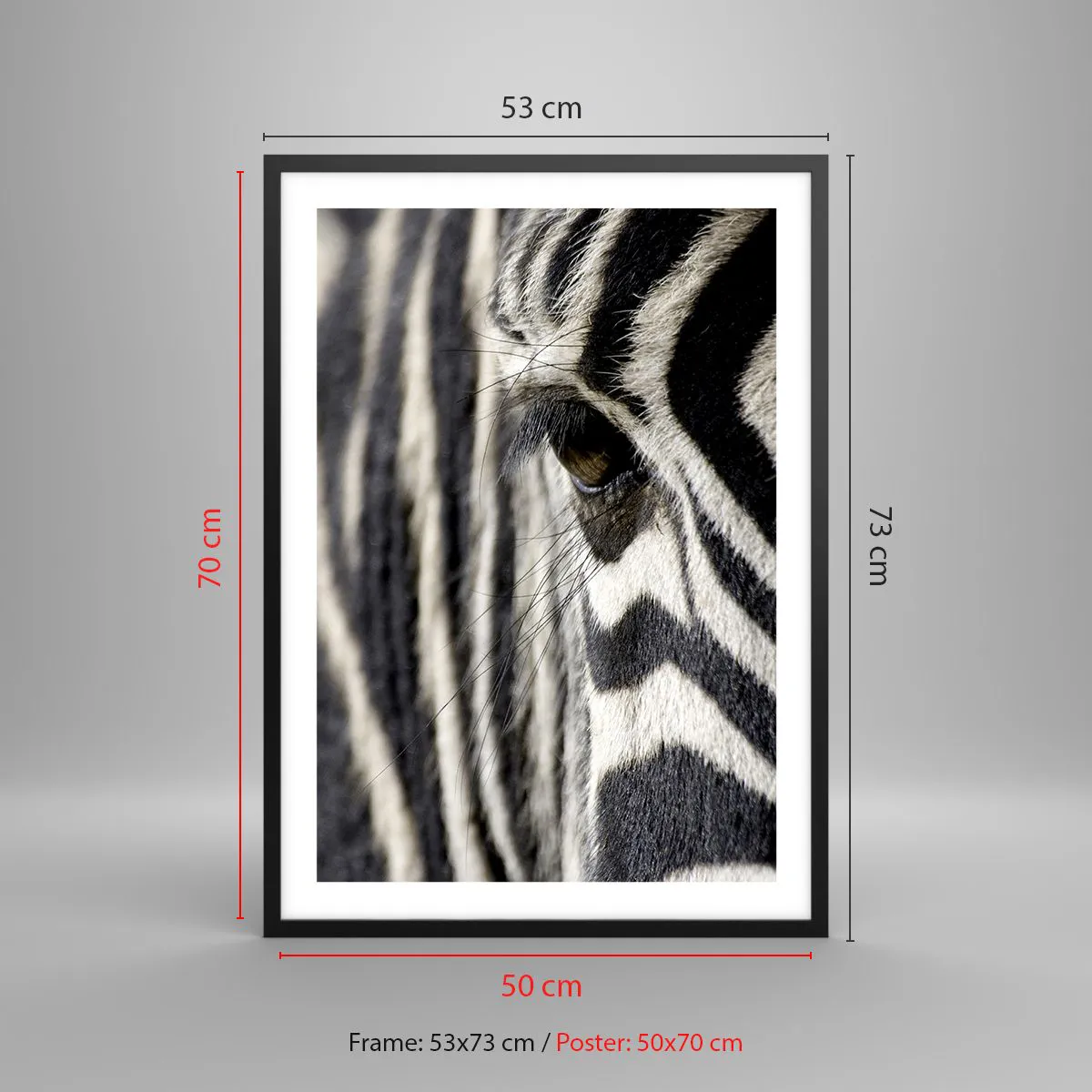 Poster in cornice nera Arttor 50x70 cm - Ritratto a strisce - Animali,  Costolette, Africa, Natura, Bianco E Nero, Per il Salotto, Per la Camera da