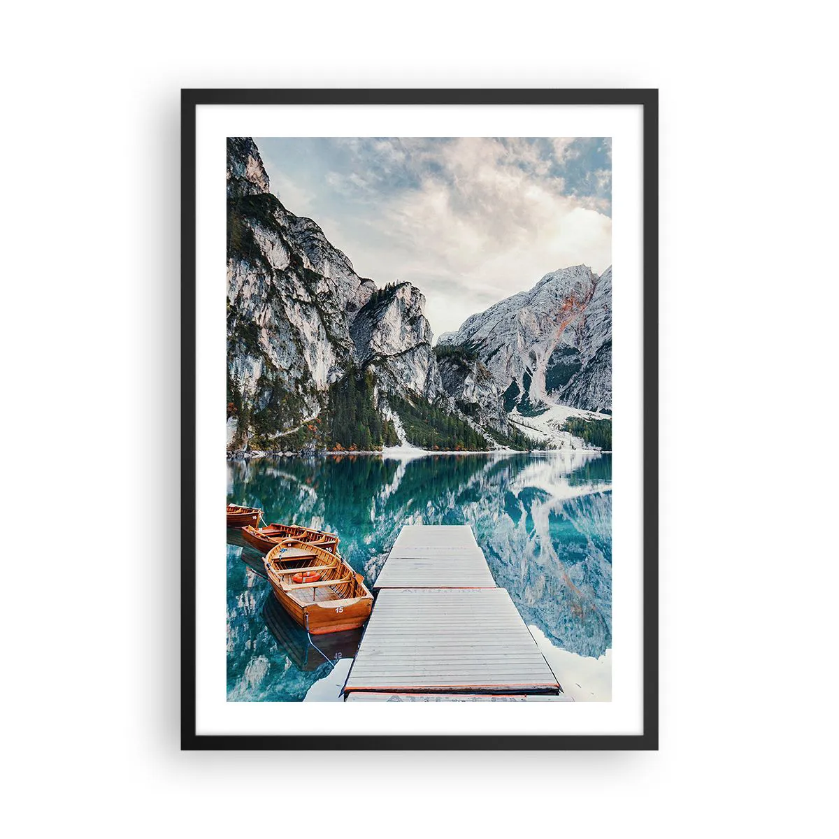 Poster in cornice bianca Arttor 50x70 cm - Nostalgia e malinconia -  Paesaggio, Lago, Barca, Natura, Bianco E Nero, Per il Salotto, Per la  Camera da