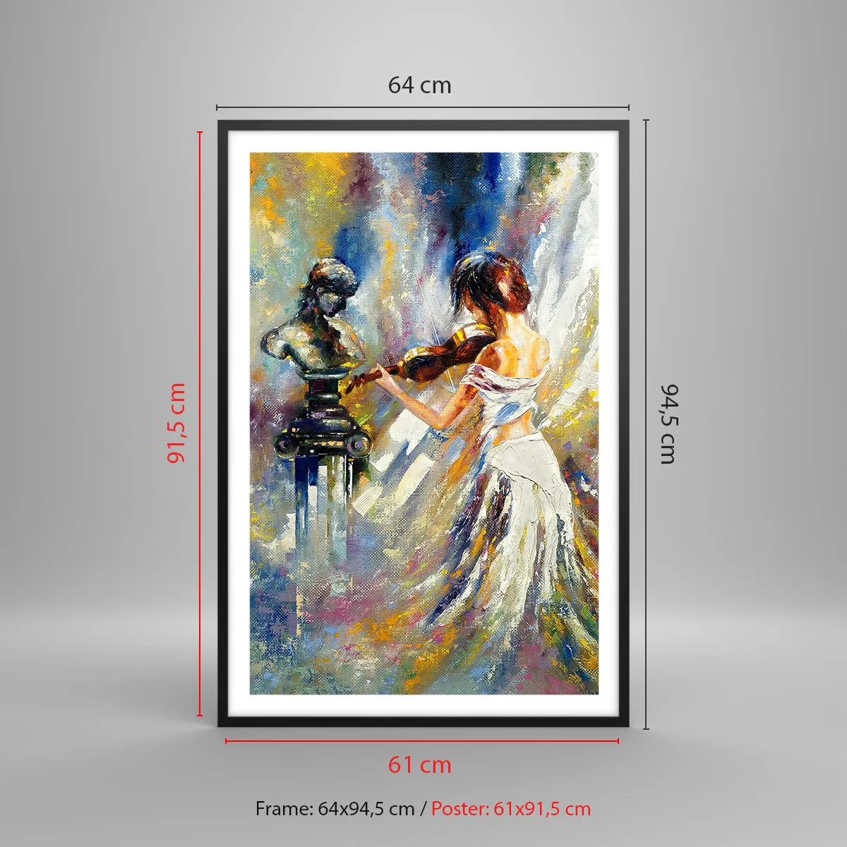 Poster in cornice nera Arttor 61x91 cm - Ravvivare con il sentimento -  Donna, Violinista, Vintage ▾, Musica, La Pittura, Per il Salotto, Per la  Camera