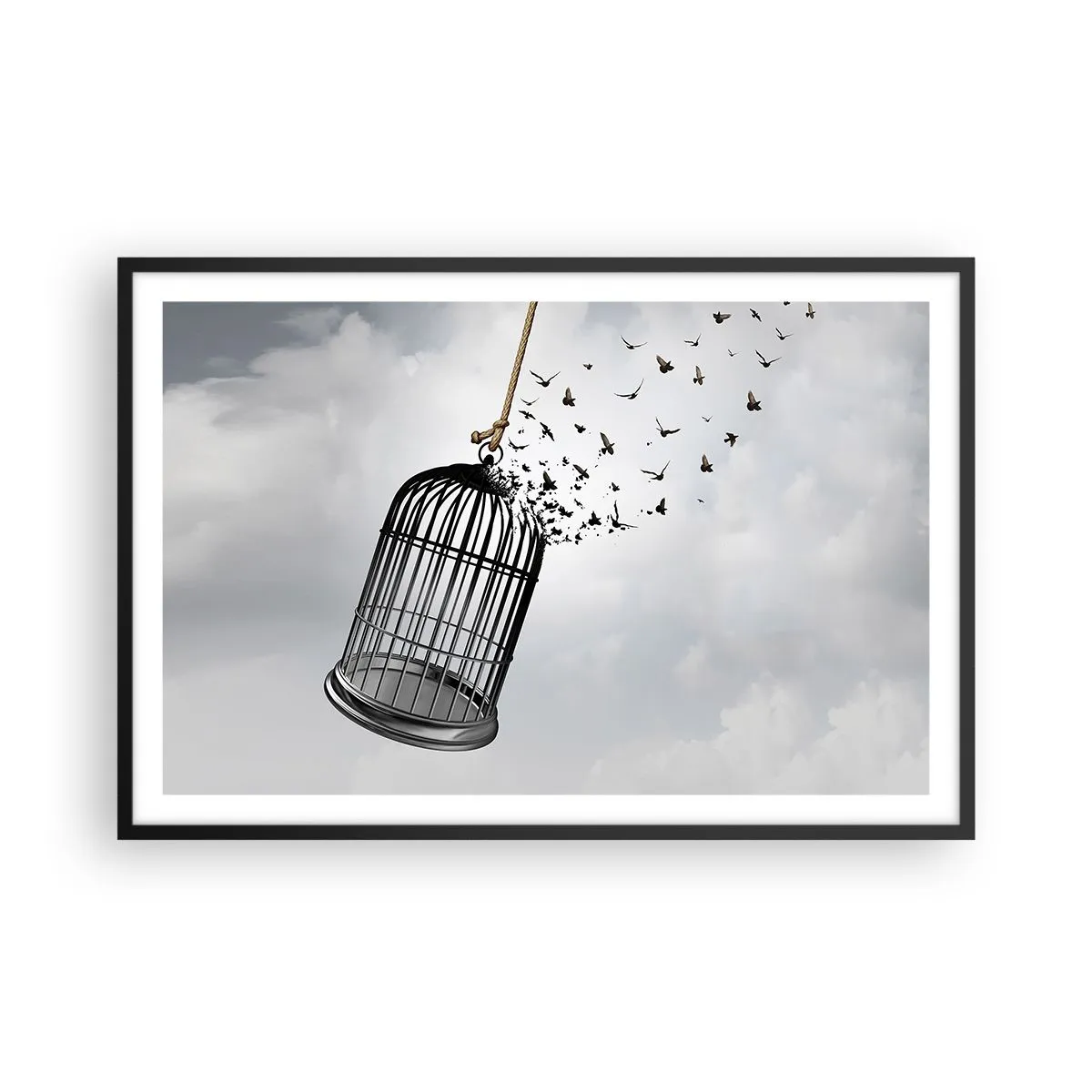 Poster in cornice nera Arttor 91x61 cm - Fede Speranza Libertà! -  Astrazione, Gli Uccelli, Arte, Libertà, La Pittura, Per il Salotto, Per la