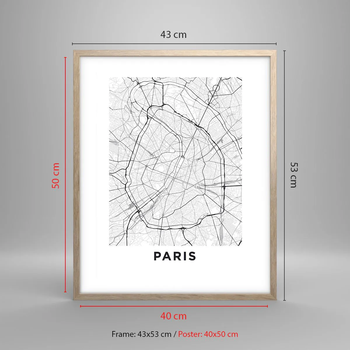 Poster in cornice rovere chiaro 40x50 cm - Il fiore di Parigi - Arttor -  Decorazioni da parete moderne e originali, per il salotto e la camera da  letto