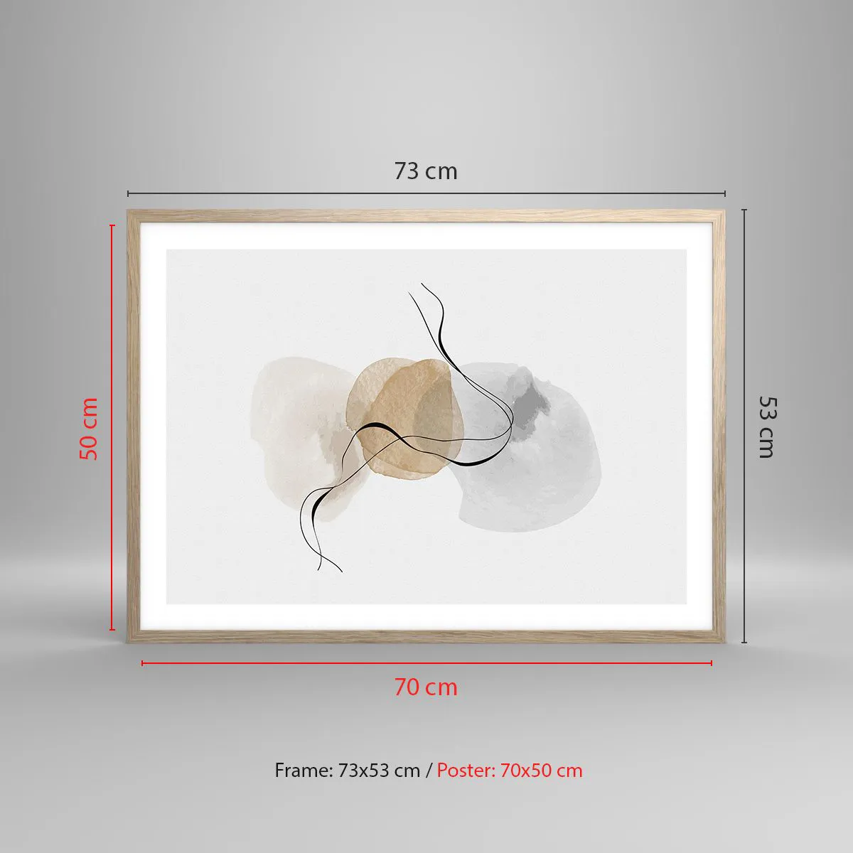 Poster in cornice rovere chiaro Arttor 70x50 cm - Grani d'aria -  Astrazione, Arte, Modello Moderno, Arte Artistica, Grafica, Per il Salotto,  Per la