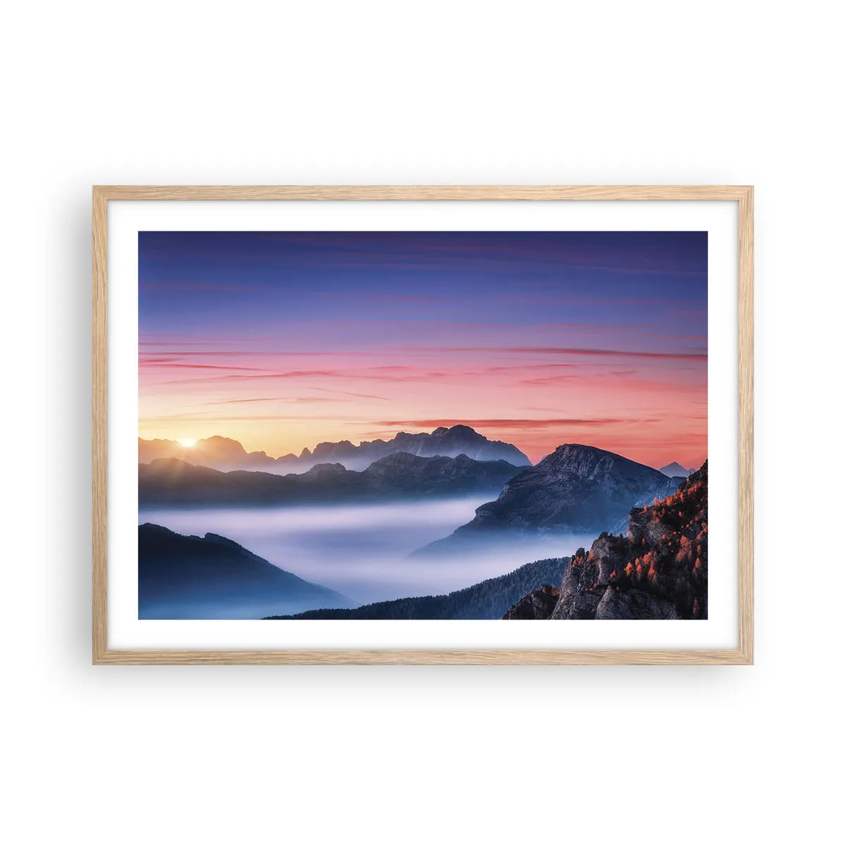 Poster Arttor 40x50 cm - Sopra le valli - Paesaggio, Montagne, Natura, Il  Tramonto, Nebbia, Per il Salotto, Per la Camera da letto, Bianco, Nero