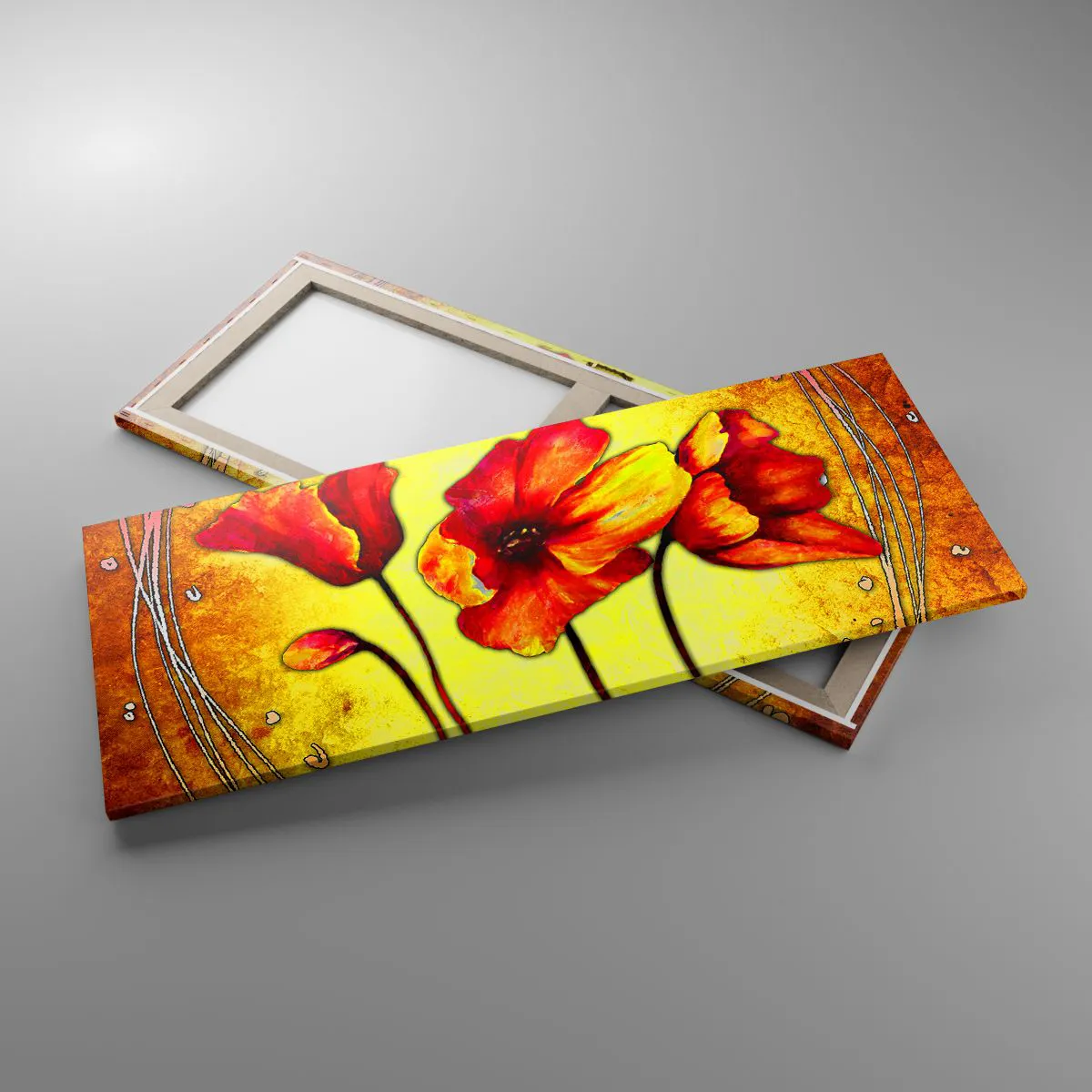 Quadro su tela, Stampe su Tela Arttor 100x40 cm - Decorazione Art Nouveau -  Fiori, Papaveri, Grafica, Arte, Astrazione, Per il Salotto, Per la Camera