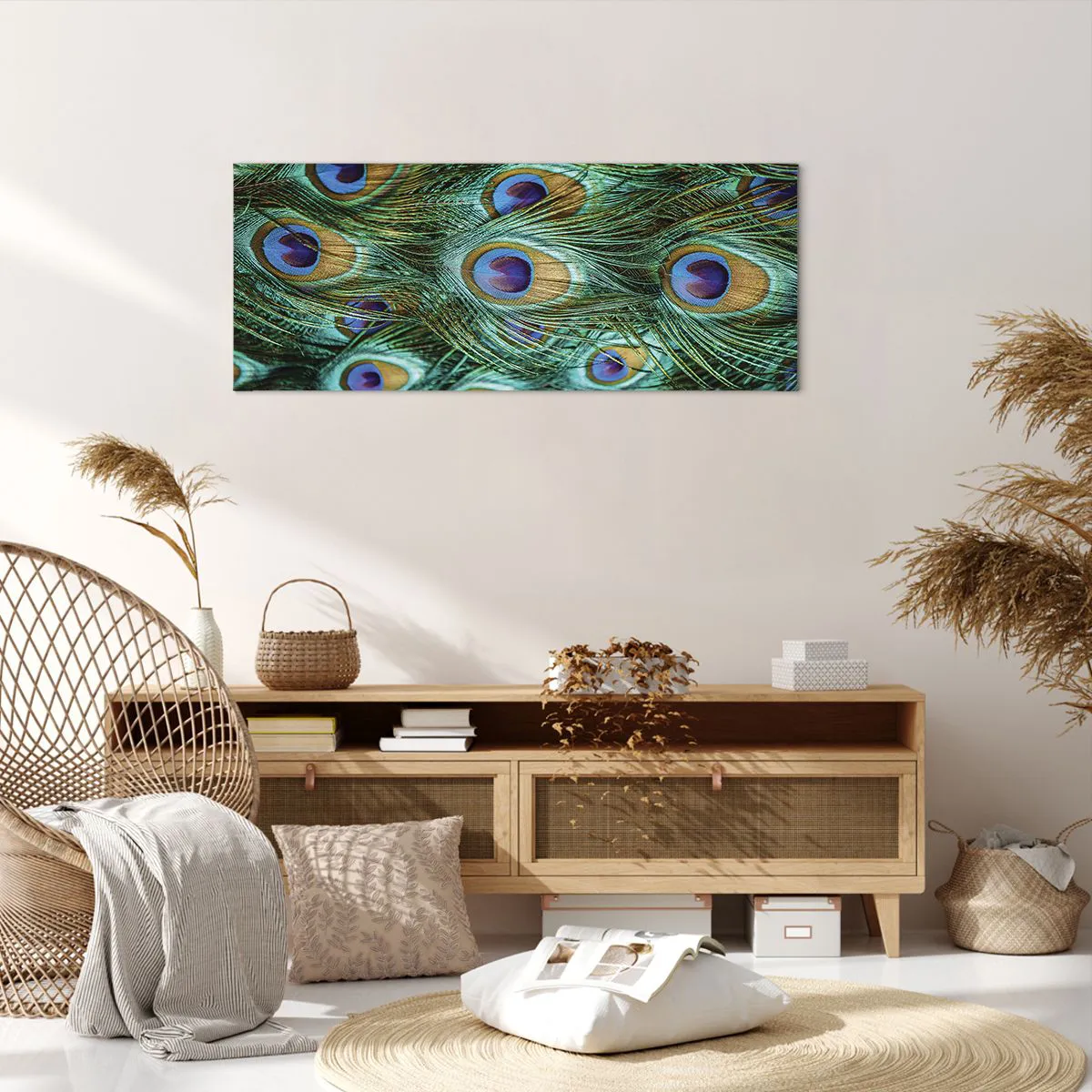 Quadro su tela 100x40 cm - Lo sguardo del pavone - Arttor - Negozio con  decorazioni da parete