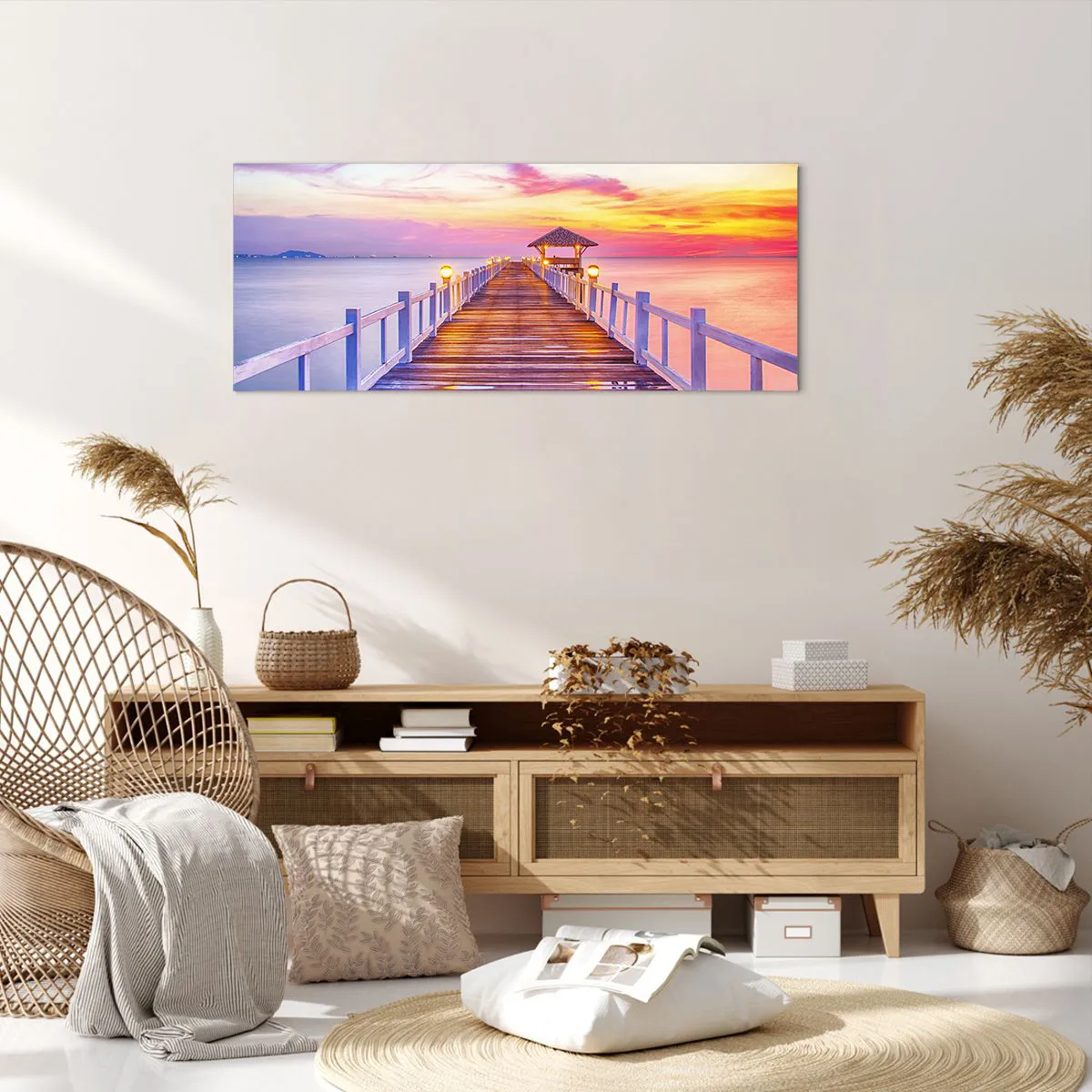 Quadro su tela, Stampe su Tela Arttor 100x40 cm - Silenzio della sera in  lilla e oro - Paesaggio, Mare, Baia, Il Tramonto, Orizzonte, Per il  Salotto