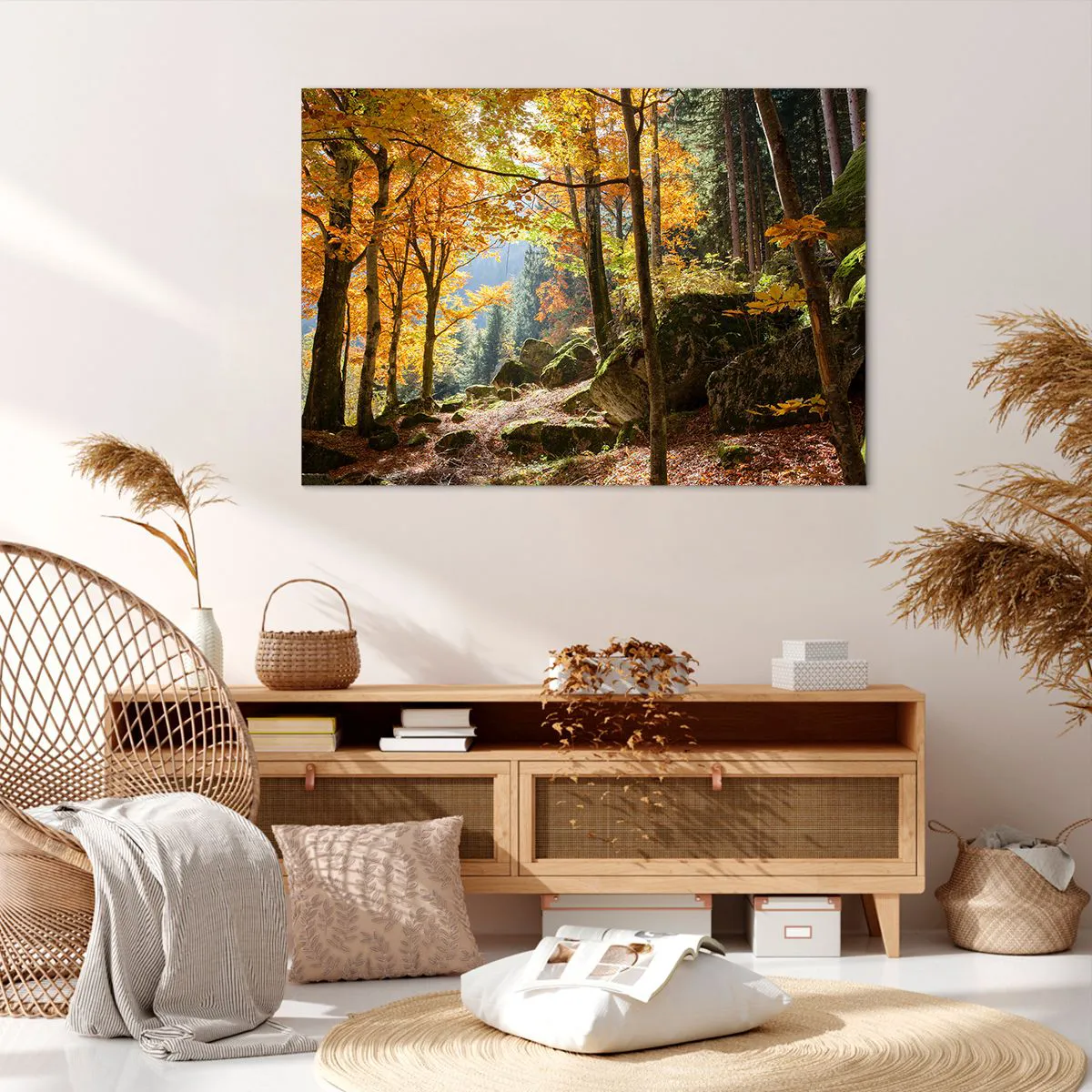Quadro su tela, Stampe su Tela Arttor 100x70 cm - Il tempo del riposo -  Paesaggio, Foresta, Natura, Rocce Di Montagna, Viaggi, Per il Salotto, Per  la