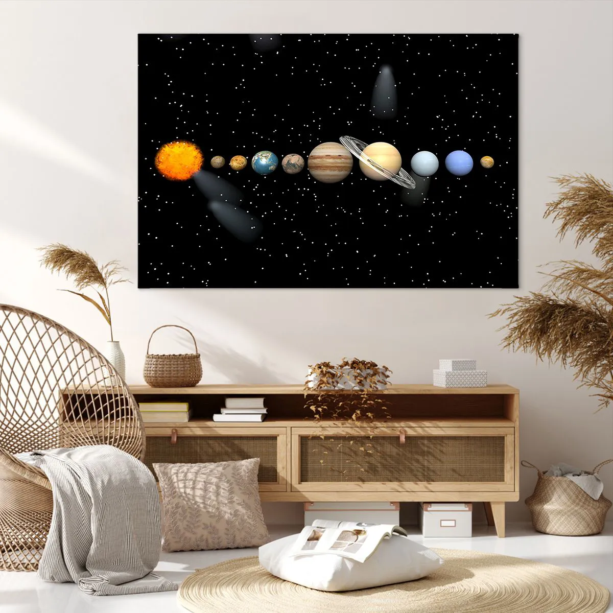 Quadro su tela, Stampe su Tela Arttor 120x80 cm - E i pianeti  folleggiano - Spazio E Astronomia, Sistema Solare, Pianeti, Le Stelle,  Cometa, Per il