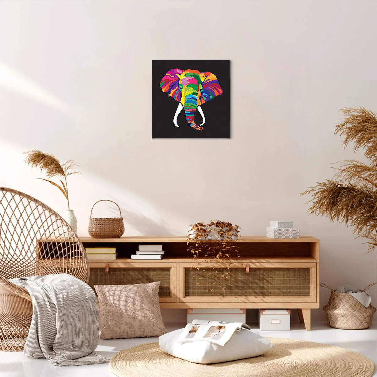 Quadro su tela 40x40 cm - L'elefante che faceva il bagno nell'arcobaleno -  Arttor - Negozio con decorazioni da parete
