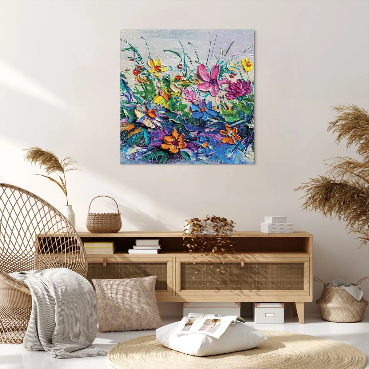 Quadro su tela, Stampe su Tela Arttor 70x70 cm - Natura per niente morta -  Fiori, Mazzo Di Fiori, Giardino, Arte, La Pittura, Per il Salotto, Per la