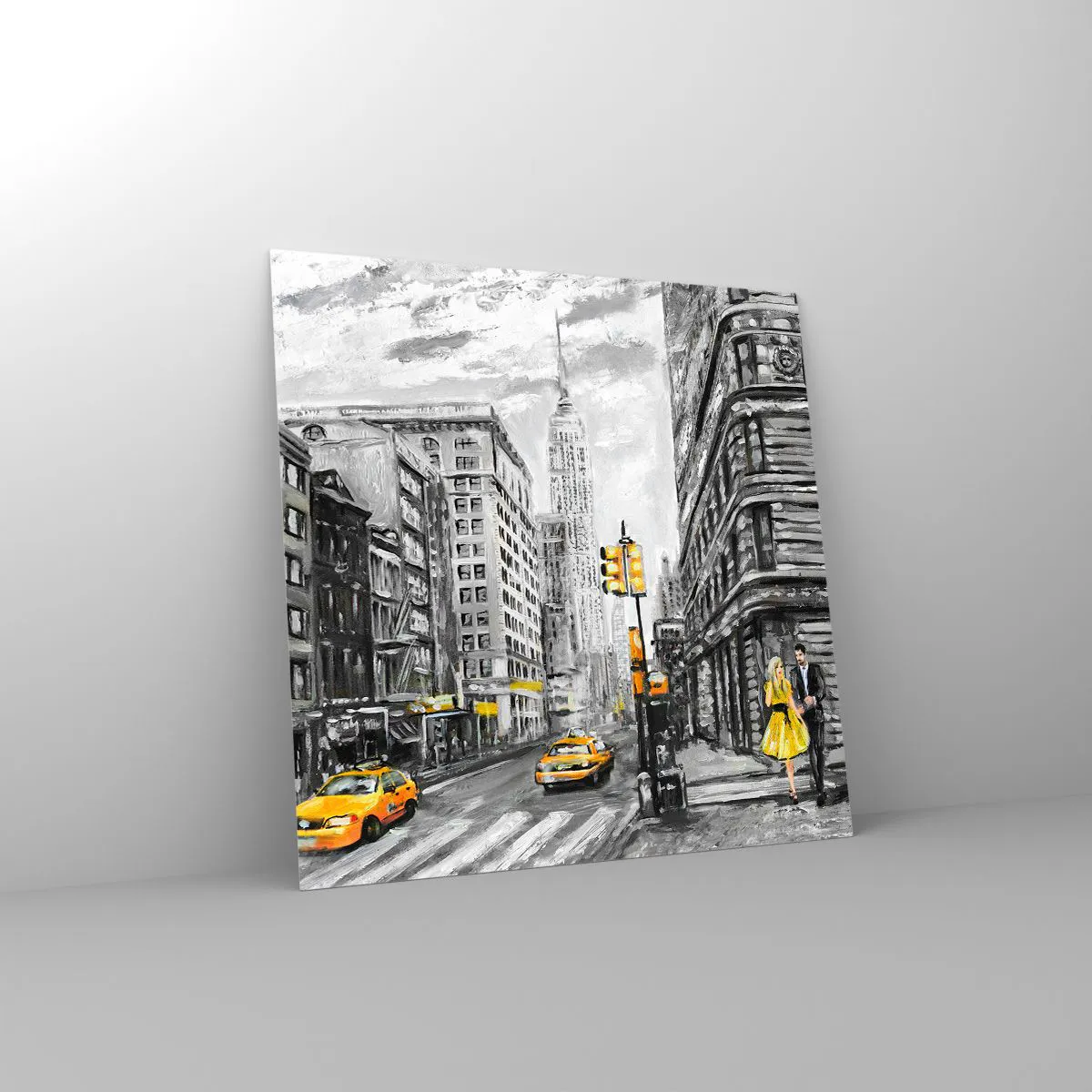 Quadro su vetro Arttor 60x60 cm - Racconto di New York - Città, New York,  Architettura, Taxi Giallo, Manhattan, Per il Salotto, Per la Camera da