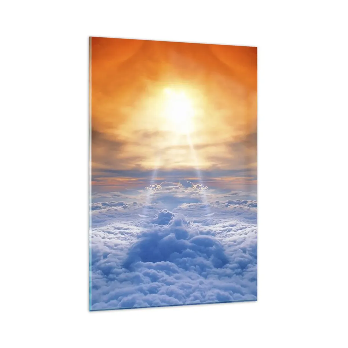 Quadro su vetro Arttor 80x120 cm - Paesaggio mistico - Paesaggio, Nuvole, Raggi Del Sole, Cielo, Nuvole, Per il Salotto, Per la Camera da letto, Blu, Arancione, Verticali, Vetro, GPA80x120-0343