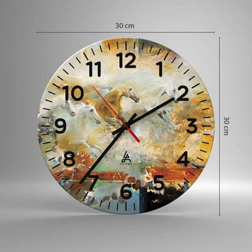 Orologio da parete - Orologio in Vetro - Al galoppo attraverso la luce - 30x30 cm