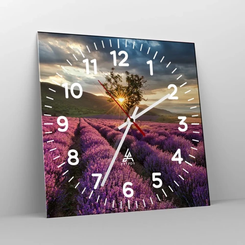 Orologio da parete - Orologio in Vetro - Aroma di colore lilla - 30x30 cm
