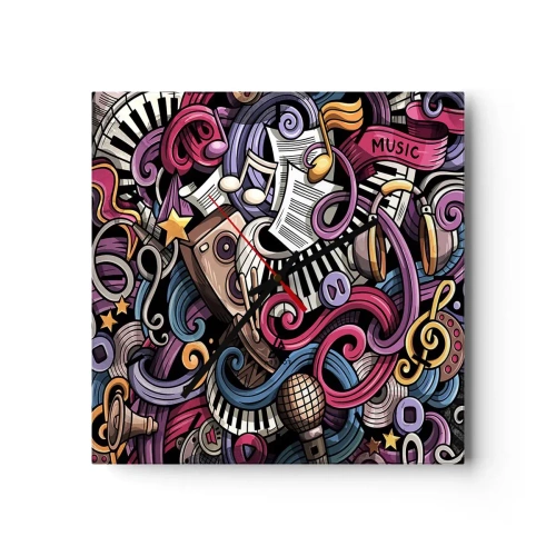 Orologio da parete, Orologio in Vetro Arttor 30x30 cm - Melodia complicata - Musica, Murale, Graffiti, Astrazione, Arte, Quadrato, Quadrante con trattini, Per il Salotto, Rosa, Blu, C3AC30x30-4015