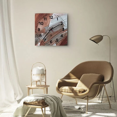 Orologio da parete - Orologio in Vetro - Astrazione autunnale e ventosa - 30x30 cm