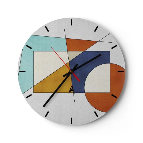 Orologio da parete - Orologio in Vetro - Astrazione: gioco modernista - 30x30 cm