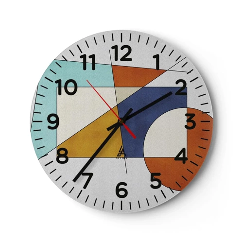 Orologio da parete - Orologio in Vetro - Astrazione: gioco modernista - 30x30 cm