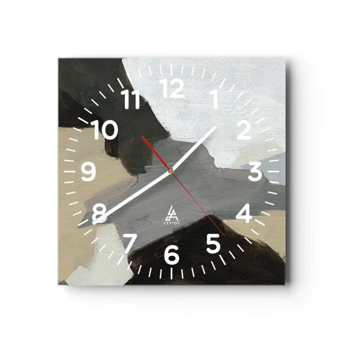 Orologio da parete - Orologio in Vetro - Astrazione: il crocevia del grigio - 30x30 cm