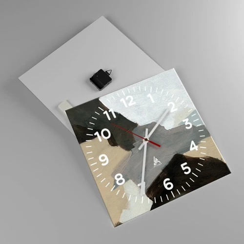 Orologio da parete - Orologio in Vetro - Astrazione: il crocevia del grigio - 40x40 cm