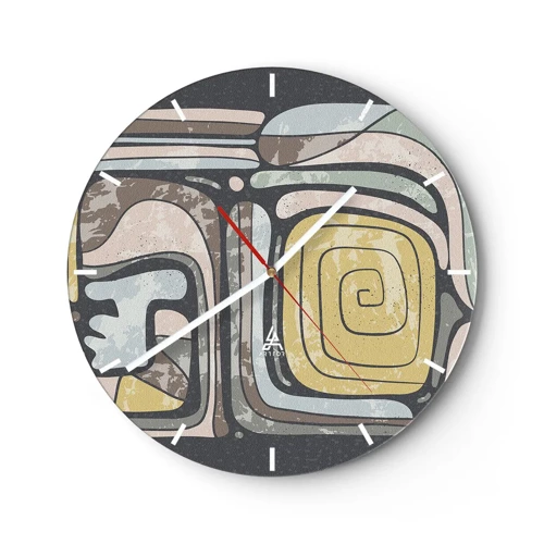 Orologio da parete - Orologio in Vetro - Astrazione in spirito precolombiano - 30x30 cm