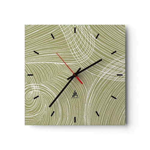 Orologio da parete - Orologio in Vetro - Astrazione intricata in bianco - 30x30 cm