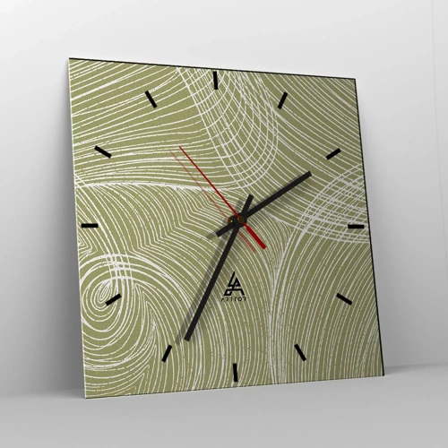 Orologio da parete - Orologio in Vetro - Astrazione intricata in bianco - 30x30 cm