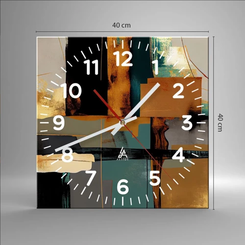 Orologio da parete - Orologio in Vetro - Astrazione: luci e ombre - 40x40 cm