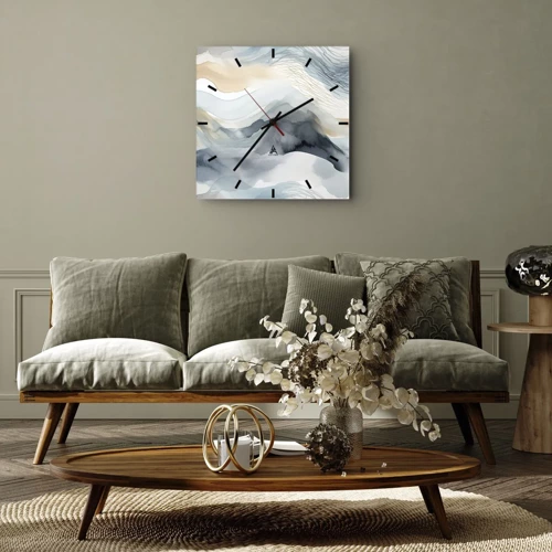 Orologio da parete - Orologio in Vetro - Astrazione nevosa e nebbiosa - 30x30 cm