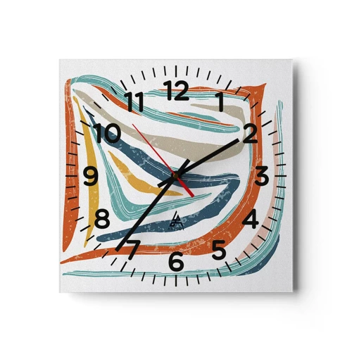 Orologio da parete - Orologio in Vetro - Astrazione piacevolmente sorridente - 40x40 cm
