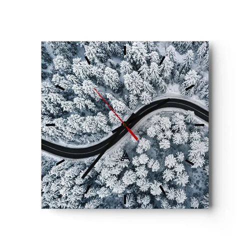 Orologio da parete - Orologio in Vetro - Attraverso il bosco invernale - 30x30 cm