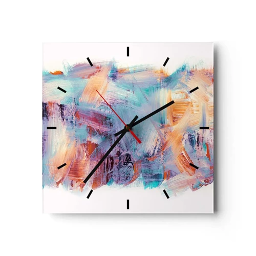 Orologio da parete - Orologio in Vetro - Caos colorato - 40x40 cm