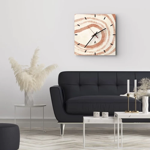 Orologio da parete - Orologio in Vetro - Cerchi di corallo - 40x40 cm