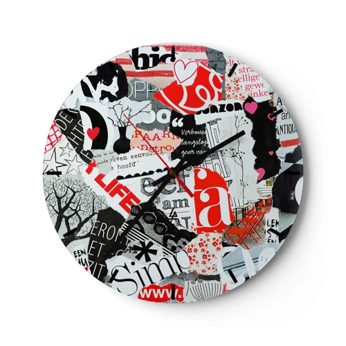 Orologio da parete - Orologio in Vetro - Collage hipster - 30x30 cm